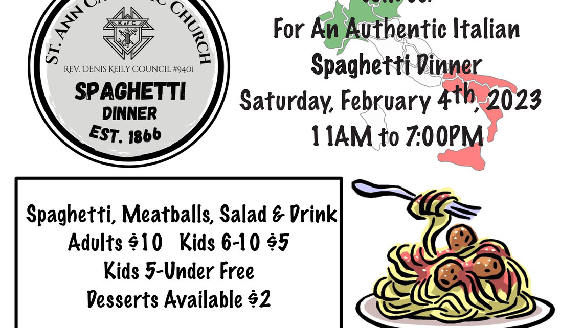 Spaghetti Dinner Flyer 2023  Church